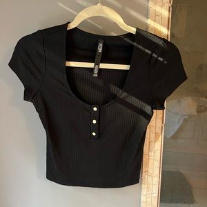 Victoria Secret Ribbed Black Crop Top